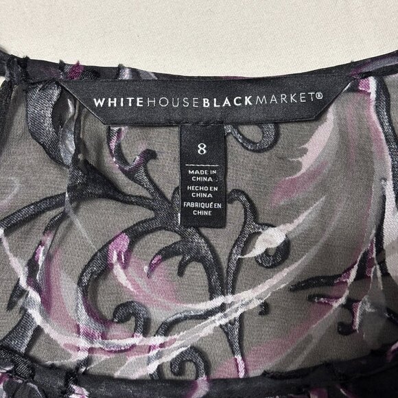 White House Black Market Sz 8 Silk Velvet Burnout Sheer Black Purple Whimsigoth - Picture 10 of 16